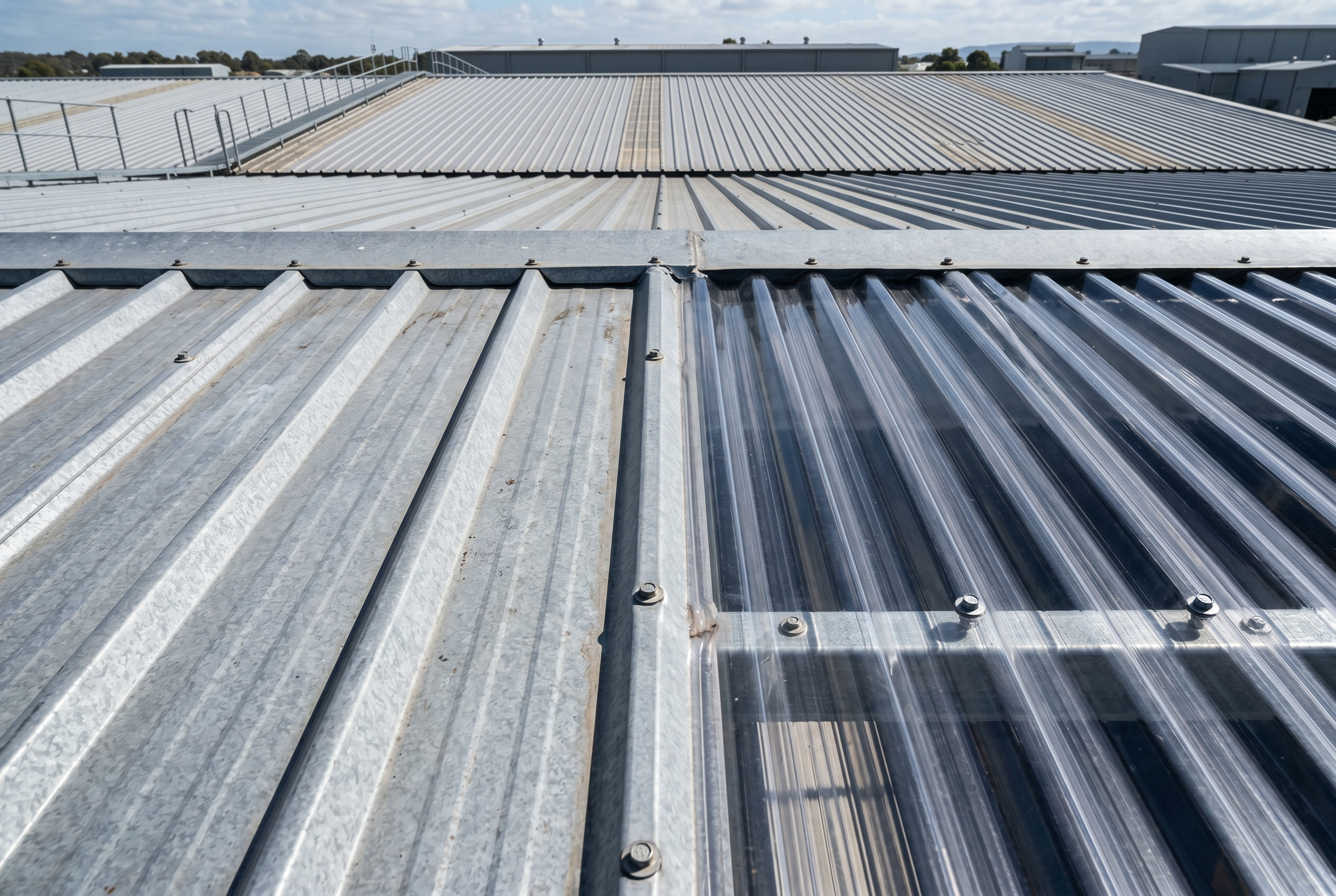 Corrugated polycarbonate profile matched to steel roofing sheet