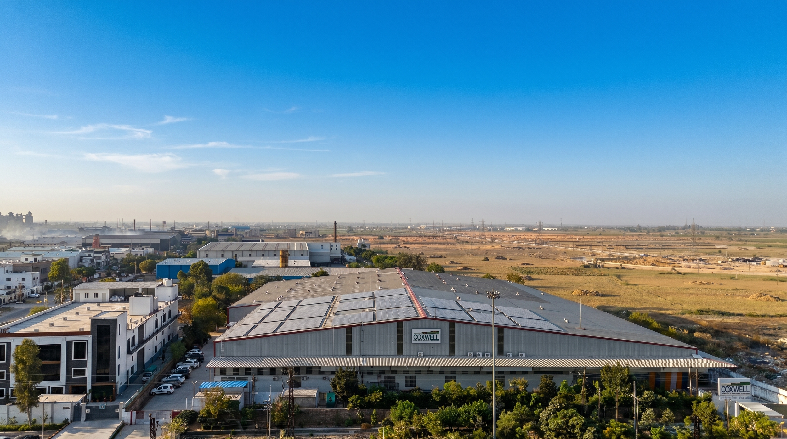 Aerial view of Coxwell manufacturing facility
