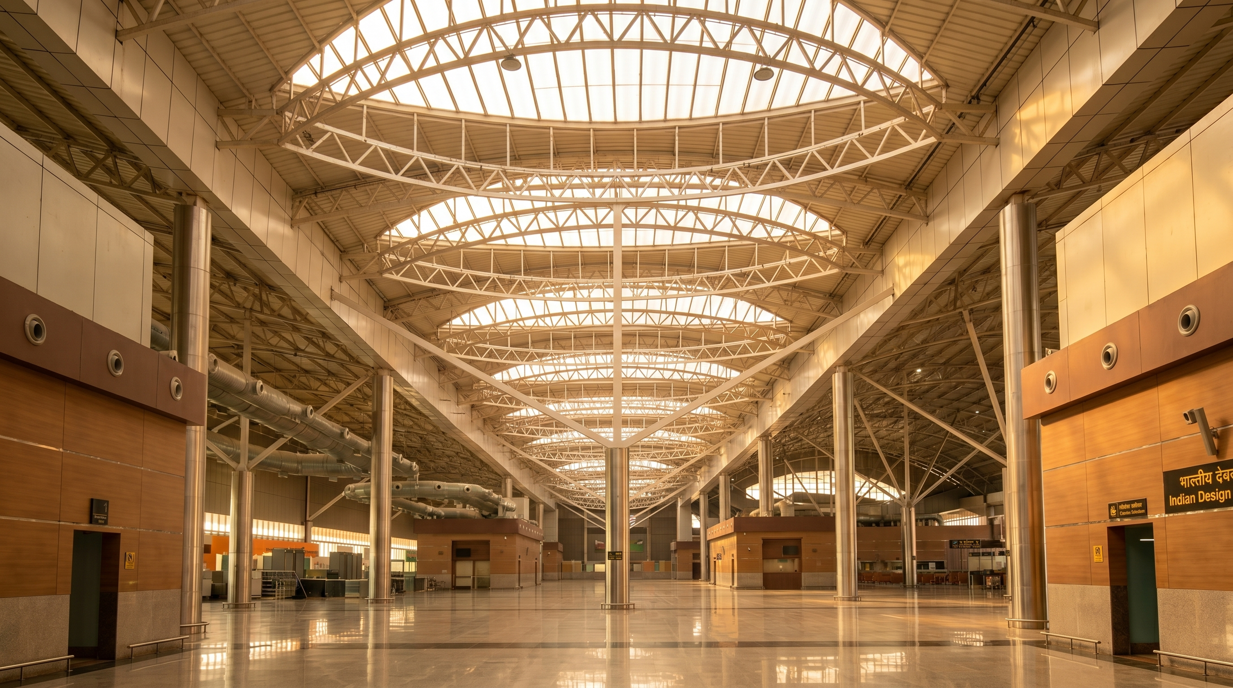 Polycarbonate translucent vault roof, Indian transit terminal