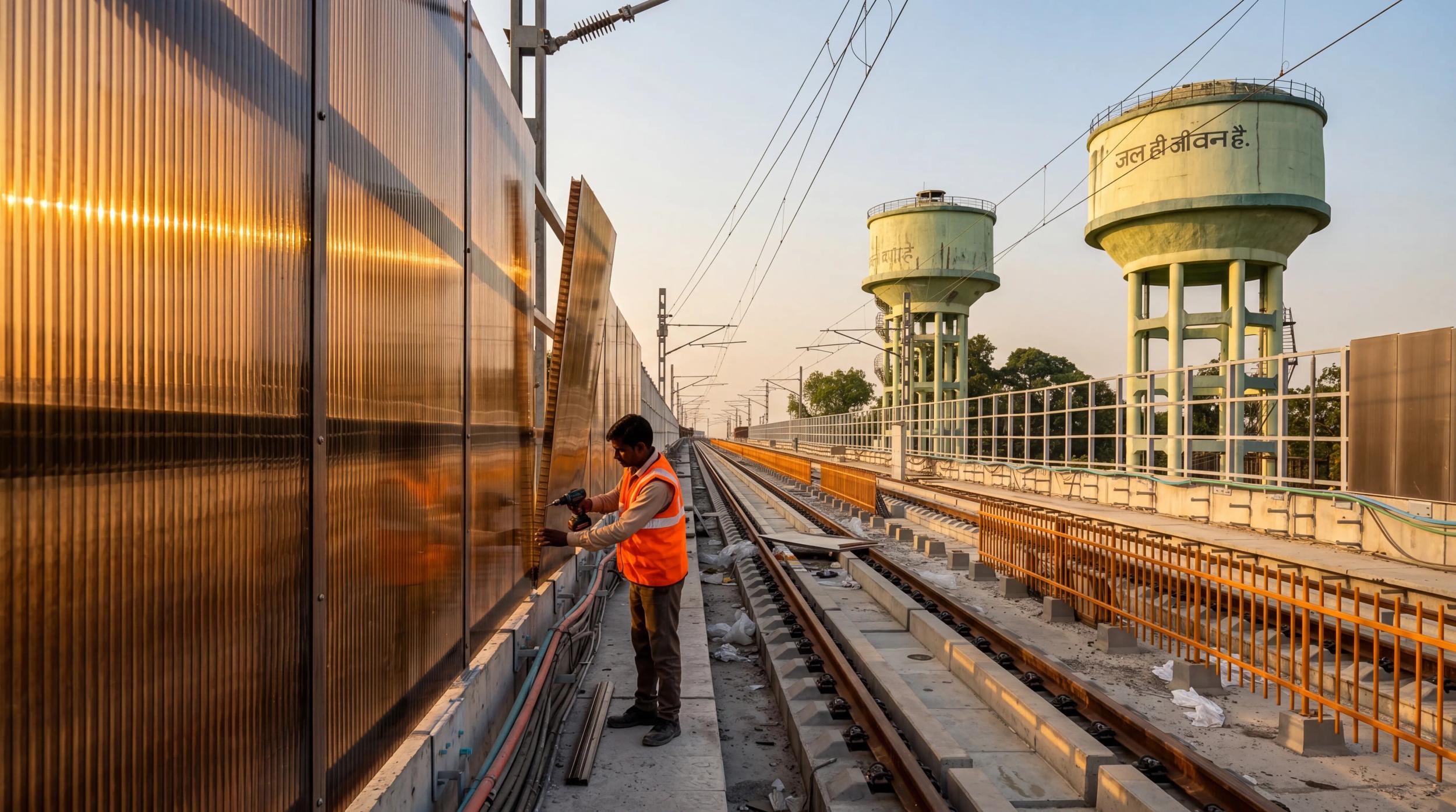 Polycarbonate acoustic sound barrier — metro rail infrastructure